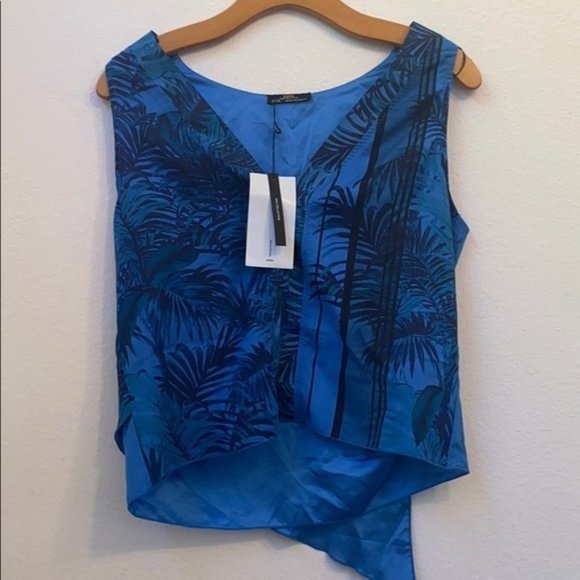 NWT ZARA Blue Sleeveless Top Size M - Picture 1 of 4